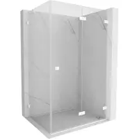 Mexen Lunar-F vouwbare douchecabine recht 100 x 80 , transparant, wit - 836-100-080-20-00-P