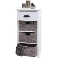 Mendler Ladekast -K84 met manden, ladekast, hout 83x40x29cm ~ wit, manden grijs