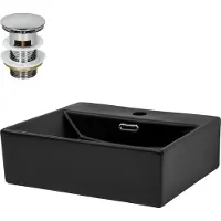 LuxeBath Wastafel incl. afvoer met overloop 41,5x36,5x13 cm Zwart keramiek ML-Design