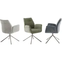 MCA DIVERIA 4-pootstoel met armleuningen roestvrij staal/stoffen bekleding 360° draaibaar 2 stuks
