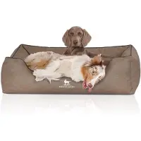 Knuffelwuff orthopedisch Hondenbed Rockland van kunstleer XL 105 x 75cm steenkleurig
