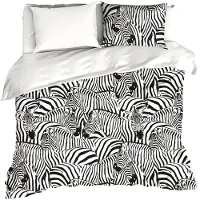 De Witte Lietaer Dekbedovertrek Zebra Eggshell Satijn-240 x 200 / 220 cm | Lits-Jumeaux