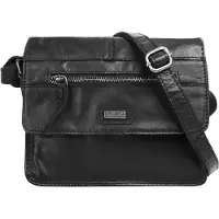 Spikes & Sparrow Leer schoudertas Bronco Crossover Black zwart