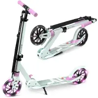 Movino City Light - Step - Munt-Roze - voor Jongens en Meisjes - Draagkracht tot 100 kg - Kinderstepjes - Lagers ABEC-7 - Led-wielen - Verstelbaar stuur - Opvouwbaar