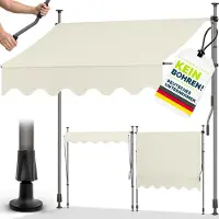 Tillvex Klemluifel met handslinger, balkon, balkonluifel zonder boren, luifel uv-bestendig en in hoogte verstelbaar, zonwering, waterdicht (Zand, 400 cm)