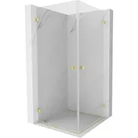 Mexen Lunar-B Duo scharnierende douchecabine 75 x 75 , transparant, geborsteld goud - 832-075L-075P-55-00
