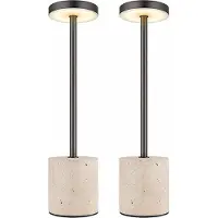 Globo Lighting Tafellamp Tafellamp Travertin stone Slaapkamerlamp CCT oplaadbare batterij grijs opaal Touch dimmer, metaal, 1,2W 138Lm 2700K 4500K 6000K, H 34 cm
