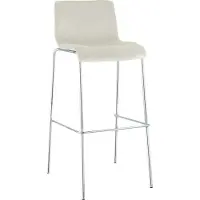CLP Barkruk Hover - met rugleuning - vierpoot frame Chroom - velvet - fluweel - creme/chroom