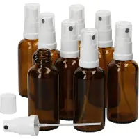 MamboCat Set van 8 apothekersflessen Glazen fles bruin 50ml met sproeikopdeksel