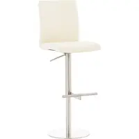 CLP barkruk Cadiz met kunstlederen bekleding, draaibaar en in hoogte verstelbaar, belastbaar tot 240 kg | Kleur: crème. Frame: roestvrij staal