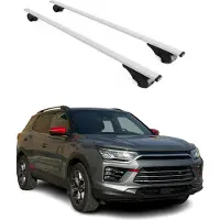 Omtec Draagbalken, bagagedrager voor Ssangyong Korando 2020-2025, basisdrager, metaal, grijs