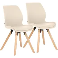 CLP Luna Set van 2 Eetkamerstoel - Modern - Rugleuning - 136 kg - Kunstleer/creme
