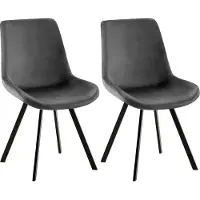 CLP Lewes Set van 2 eetkamerstoelen - klassiek - draaibaar - met rugleuning - velvet - fluweel - Fluweel/donkergrijs