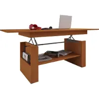 VCM Kobila salontafel met in hoogte verstelbaar tafelblad, 1 legplank en 2 vakkenBeuken decor.