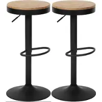 CLP Pitas Set van 2 Barkrukken - hout - draaibaar - voetensteun - vloerbeschermer - modern - natura/zwart