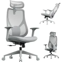 Sense7 MOYO - Bureaustoel - Verstelbare hoogte - Gamingstoel - 3D-armsteunen - Verstelbare hoofdsteun - Ergonomische Kantelbare Rugleuning - Grijs