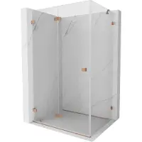 Mexen Lunar-F inklapbare douchecabine links 100 x 90 , transparant, geborsteld koper- 836-100-090-65-00-L