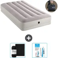 Intex Luchtbed - 1-Persoons - 99 x 191 x 30 cm - Grijs - Inclusief pomp - Hoeslaken en Reparatieset