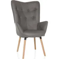 Hjh LIVING Oorfauteuil / vintage fauteuil HAVENIO I stof grijs