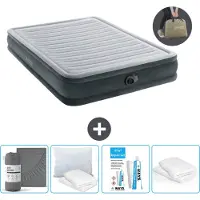 Intex Luchtbed - 2-Persoons - 152 x 203 x 33 cm - Grijs - Inclusief pomp - Hoeslaken - Kussen - Reparatieset en Kussenbeschermer