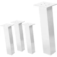 ML-Design Set van 4 tafelpoten schuin H:42 cm wit glanzend gemaakt van staal hoekprofiel 8x8 cm I-vorm 96° helling