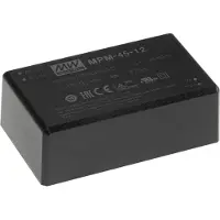 MEAN WELL MPM-45-5 netvoeding en spanningsomvormer, geschikt voor binnen, 45W, zwart (MPM-45-5)