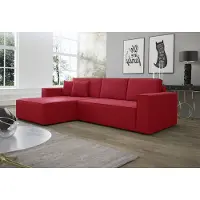 Fun-Möbel Eckbank, slaapbank, bank CONOR PREMIUM, kunstleer, zachte, ronde vorm, ottoman, links