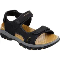 SKECHERS Heren Tresmen Hirano sandalen zwart (44), Plat, 1 tot 3 cm, Klittenband, Casual 204106