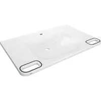 Kwc AR wastafel, model MEDCARE, materiaal MIRANIT, afmetingen 850x150x550 mm, kleur wit/grijs, met handgreep