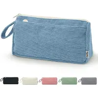 Markenlos Boziee pennenetui van cordstof voor meisjes en tieners, etui voor school | kantoor (blauw)