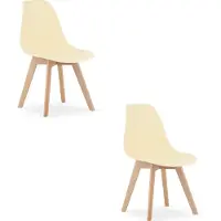 Leobert Set van 2 Eetkamerstoelen KITO – Crème – Beuken Poten – Kuipstoel met Kunststof Zitting – Tijdloos Design, Functioneel en Duurzaam, Geschikt voor Woonkamer, Eetkamer en Kantoor