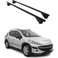 Omac Bagagedrager voor Peugeot 207 Kombi, modeljaren 2006-2012, metalen, zwart, 2 stuks