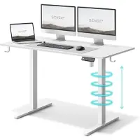 Sense7 Nojo Elektrisch verstelbaar bureau, 120 cm, wit. Gaming bureau, ergonomisch, zit-sta bureau, met geheugenfunctie. Ideaal voor thuiswerken en computergebruik, en zeer stil in gebruik