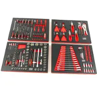 HBM 154 Delige Premium Gereedschapsvulling voor Gereedschapswagen - ROOD