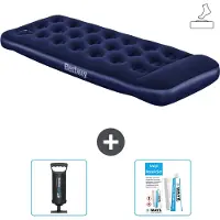 Bestway opblaasbaar luchtbed - 1 persoon - 76 x 185 x 28 cm - Blauw - Inclusief accessoires