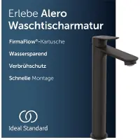 Ideal standard Alero wastafelkraan, met afvoer, waterbesparend – Matzwart