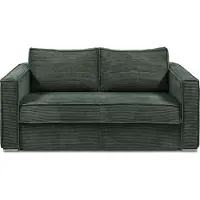 Vente-unique Express-driezitsslaapbank van spargroen ribfluweel - Bed 140 cm - Matras 18 cm LORETO