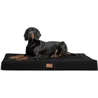 Tierlando OSCAR VISCO Orthopedisch hondenbed met kunstleer en velours – Afmetingen: 120x90 cm | Kleur: 03 Zwart