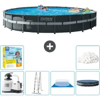 Intex Ronde Ultra XTR Frame Zwembad – 732 x 132 cm – inclusief pomp – ladder – bodemzeil – afdekking – onderhoudspakket - filterballen