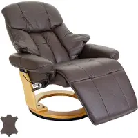 Robas Lund MCA Calgary 2 relaxfauteuil, TV-fauteuil, echt leer, 150kg belastbaar ~ bruin, natuurlijk bruin