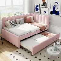 STILVORA slaapbank in L-vorm met bedfunctie, gestoffeerd bed 90/180x200 met uitschuifbed, dagbed uitschuifbaar, bedbank zonder matras