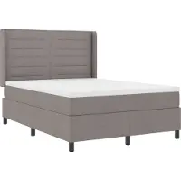 vidaXL LED boxspringbed met matras, taupe, 140 x 200 cm, gestoffeerd