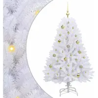 Syfax Kunstmatige Inklapbare Kerstboom Wit 150 cm PVC en Staal
