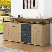 OKWISH Keukenmeubel, make-up tafel, keukenkastje, multifunctionele kast, opbergkast, slaapkamer, woonkamer, kantoor, hoge kast met metalen handgreep, 150 x 35 x 75,9 cm
