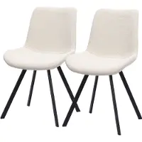 OKWISH Eetkamerstoel - 360 Graden Draaibaar - Set Van 2 - Stof En Metaal - Modern Industrieel - Wit - Ergonomisch Comfort