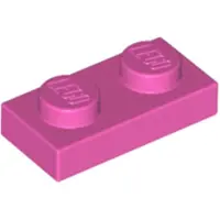 LEGO 250x 1x2 Platen 3023 - Platte elementen, donkerroze - Donkerroze