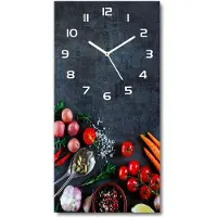Tulup Wandklok - Ingrediënten Moderne Wandklok Glas - 30x60 cm - Veelkleurig Wandklok Glas Decoratie - Witte handen - Rechthoekige Klok - Glazen Wandklok Design - Klok Glas Met Opdruk