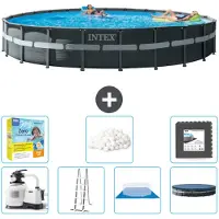 Intex Ronde Ultra XTR Frame Zwembad – 732 x 132 cm – inclusief pomp – ladder – bodemzeil – afdekking – onderhoudspakket – filterballen – bodemtegels