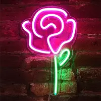 Rosikey LED Neonlicht, roos, nachtlampje, USB-aansluiting, met acryl achterpaneel, geschikt voor decoratie in huis, op feestjes, bruiloften en in bars. Lamp