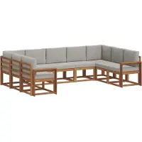 vidaXL Buiten bank set 9 st Natuurlijk en Licht Grijs